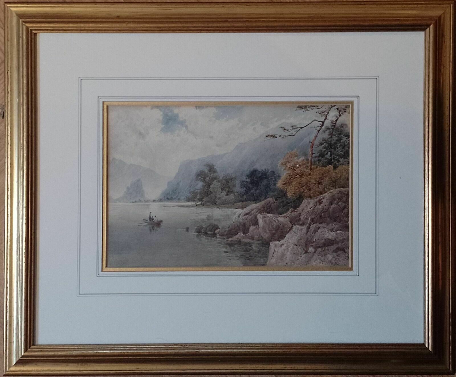 Antique Watercolor Landscape Painting Derwent Water Signed Dated 1895 W J Boddy photo vinterior