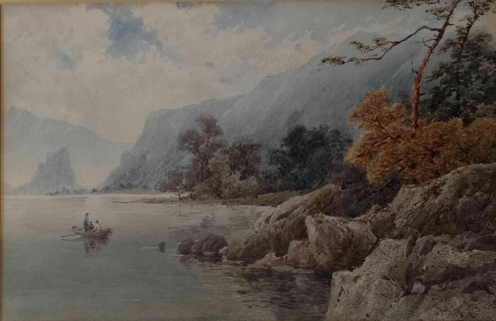 Antique Watercolor Landscape Painting Derwent Water Signed Dated 1895 W J Boddy photo buy