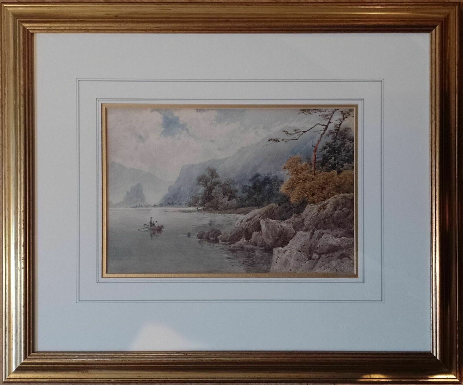 Antique Watercolor Landscape Painting Derwent Water Signed Dated 1895 W J Boddy photo vintage