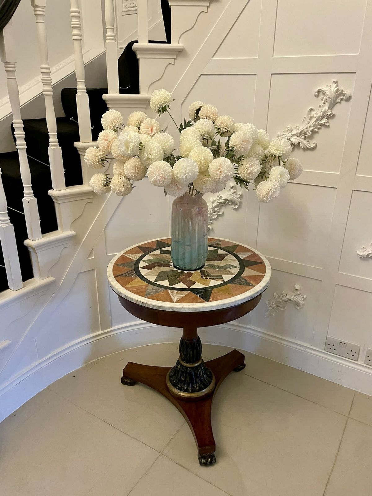 Antique 19th Century Quality Circular Specimen Marble Top Lamp Table photo furniture