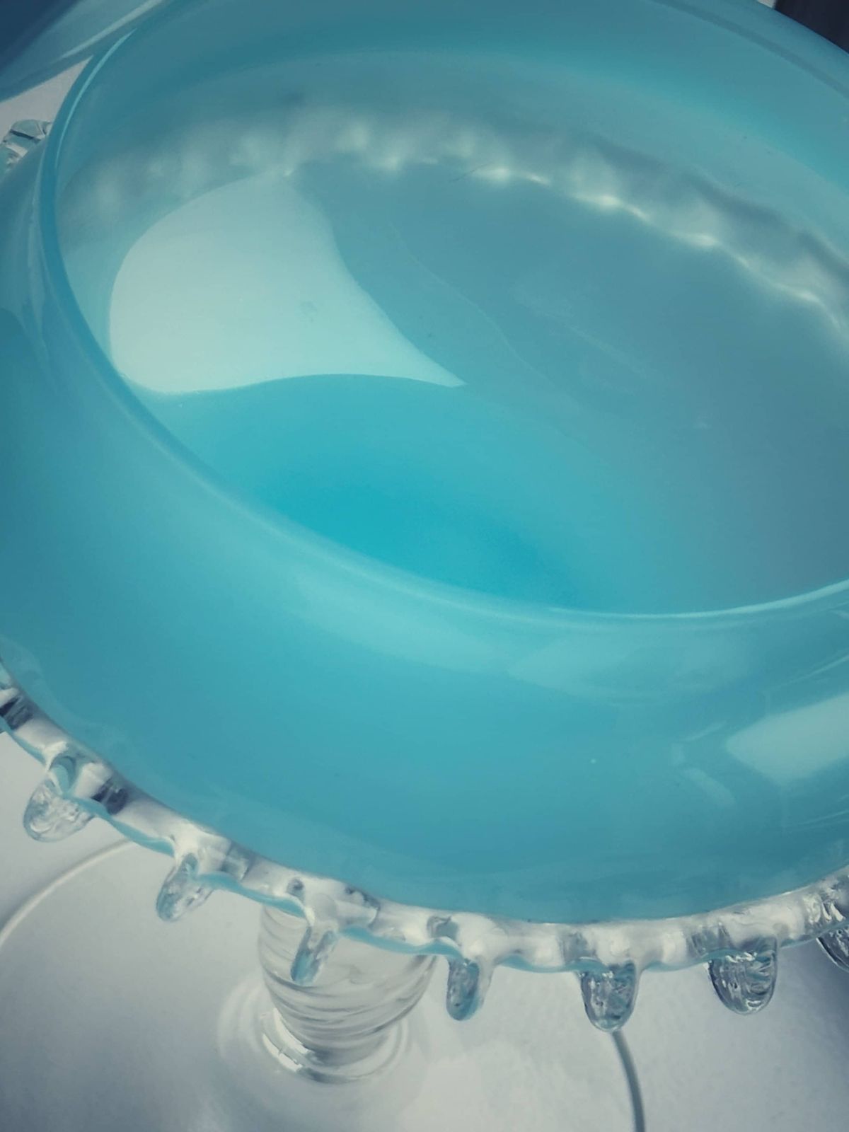 1960s Mid Century Italian Sky Blue Cased Empoli Glass Pedestal Lidded Compote Candy Dish Midcentury photo 175.0