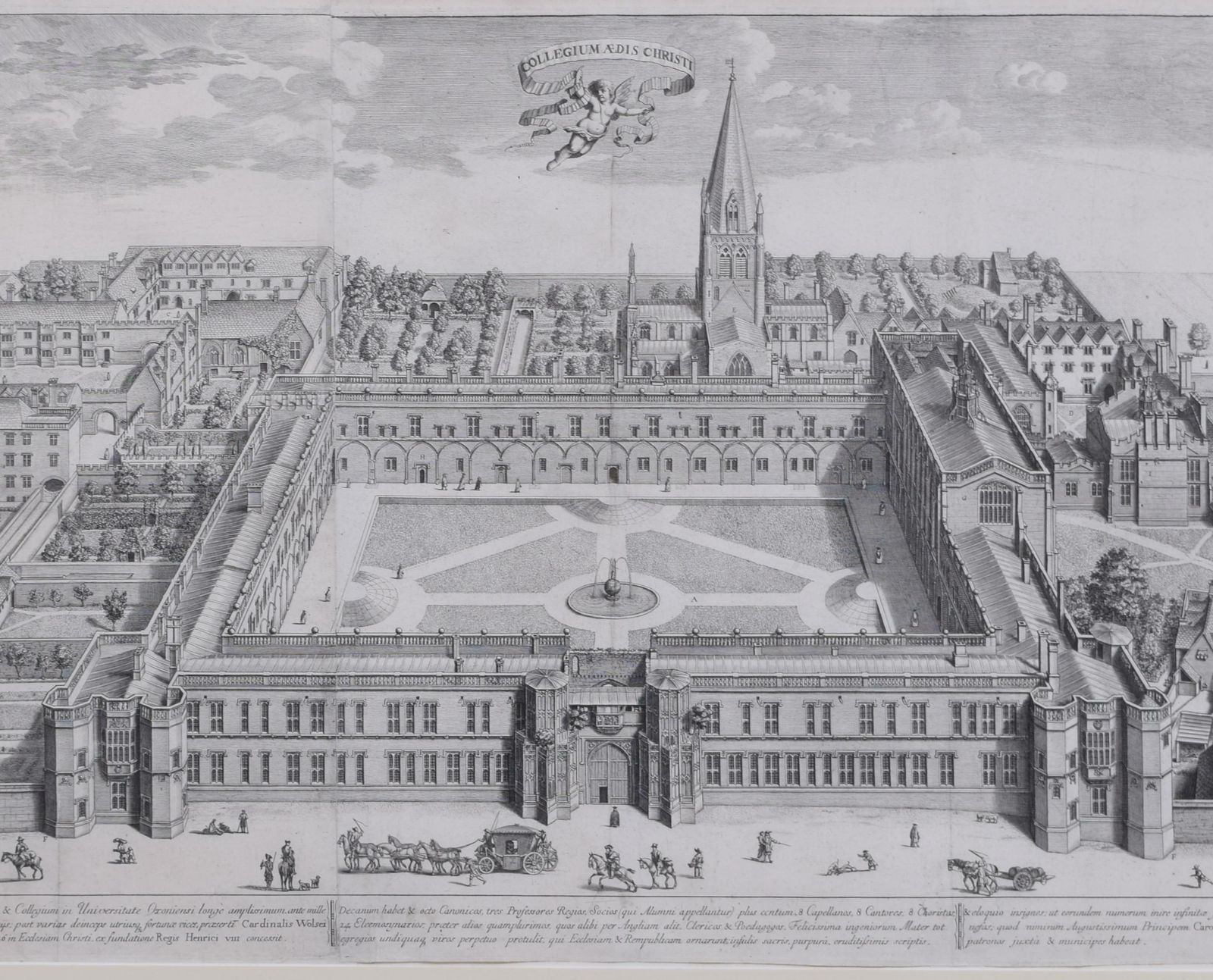 David Loggan Christ Church, Oxford 1675 Engraving By David Loggan  1675 photo for sale