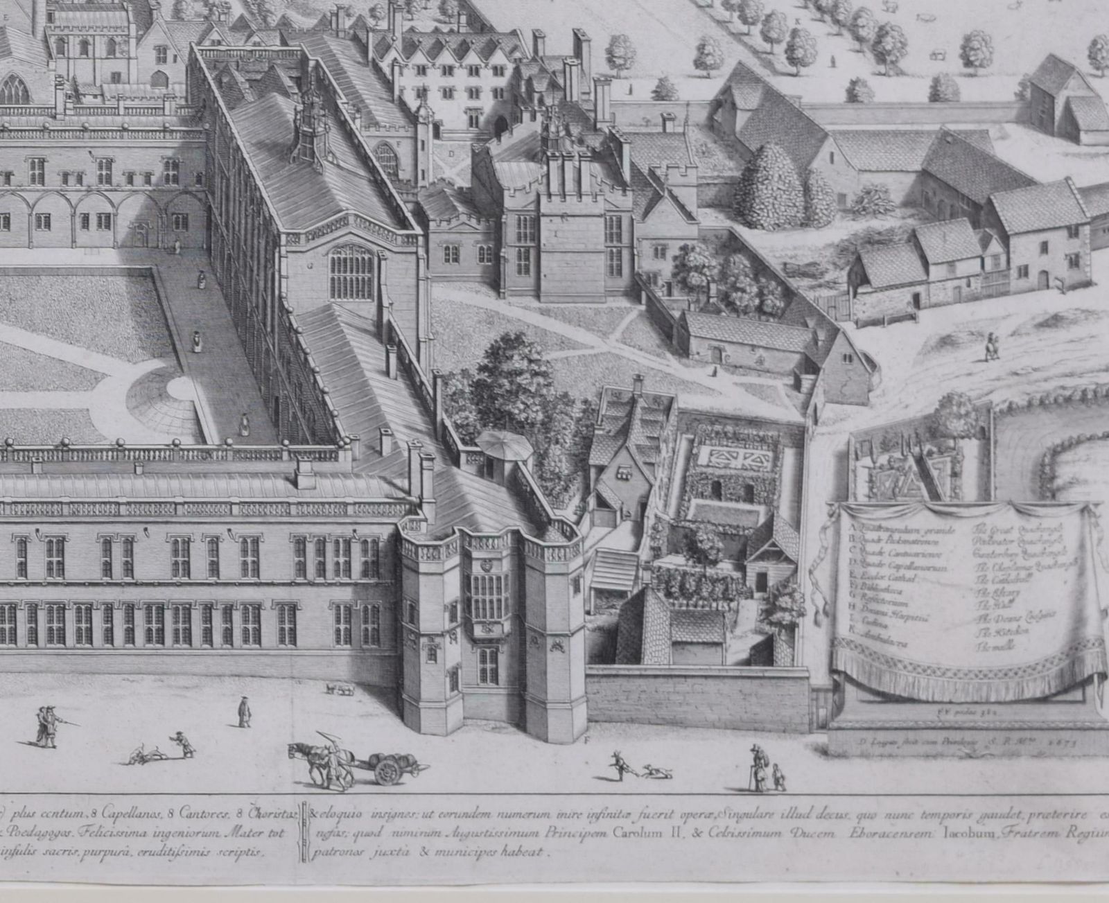 David Loggan Christ Church, Oxford 1675 Engraving By David Loggan  1675 photo vinterior