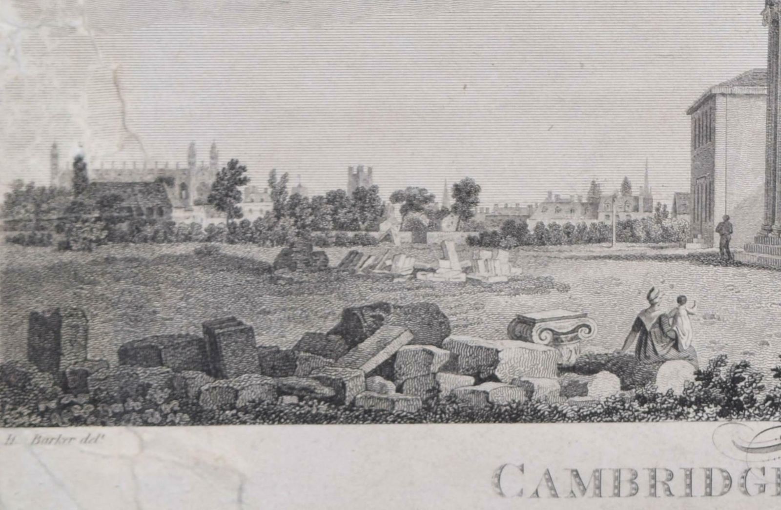 Samuel Sparrow Downing College, Cambridge Engraving By Samuel Sparrow After Henry Barker  1812 photo vinterior