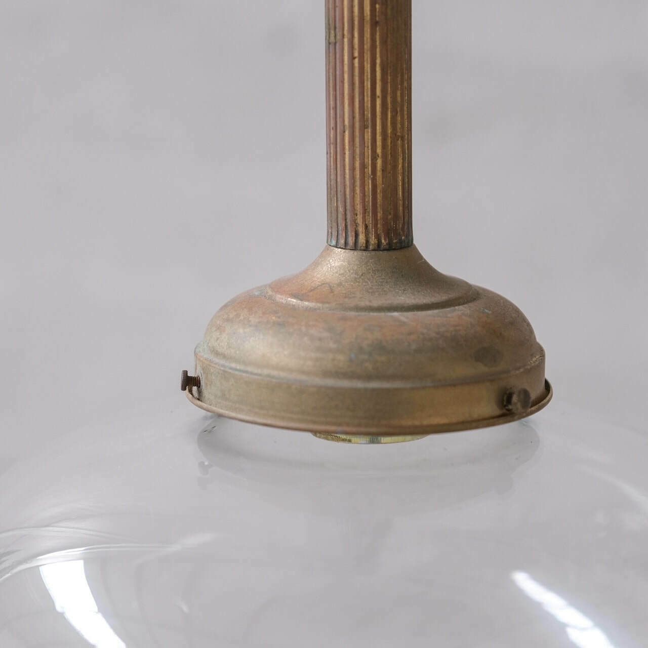 Pair Of Clear Glass And Brass Mid Century Teardrop Pendant Lights photo vinterior