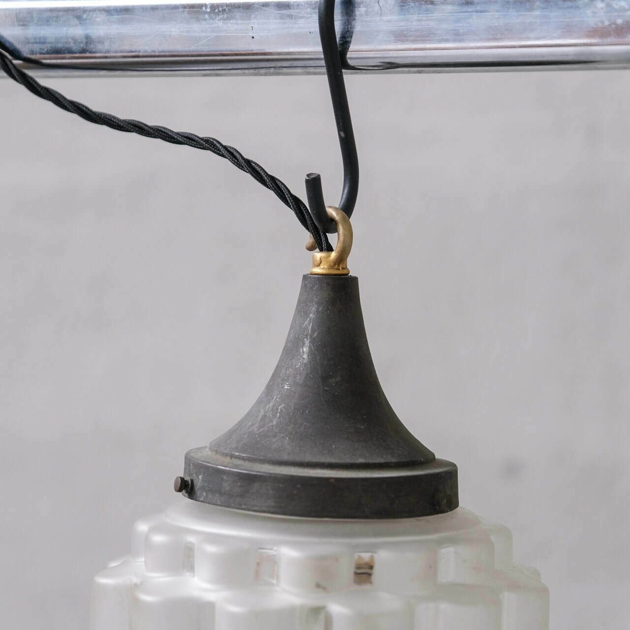 Art Deco 'Sky Scraper' Glass Two Tone Pendant Light photo for sale