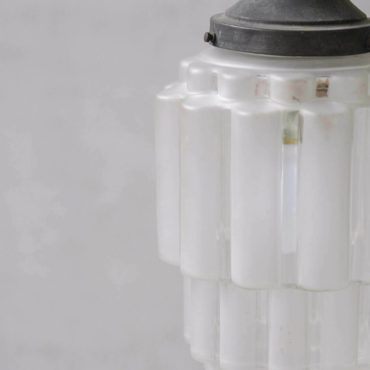Art Deco 'Sky Scraper' Glass Two Tone Pendant Light photo Lighting