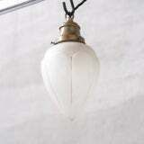 Pair Of Opaque Glass And Brass French Opaline Pendants photo vinterior