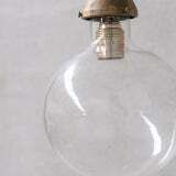 Clear Glass And Brass Bulb Mid Century French Pendant Light photo Lighting