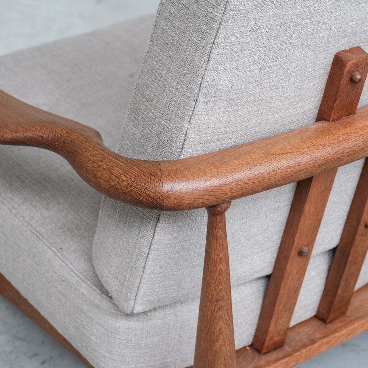 photo for sale Guillerme Et Chambron Oak Mid Century French Upholstered Armchair