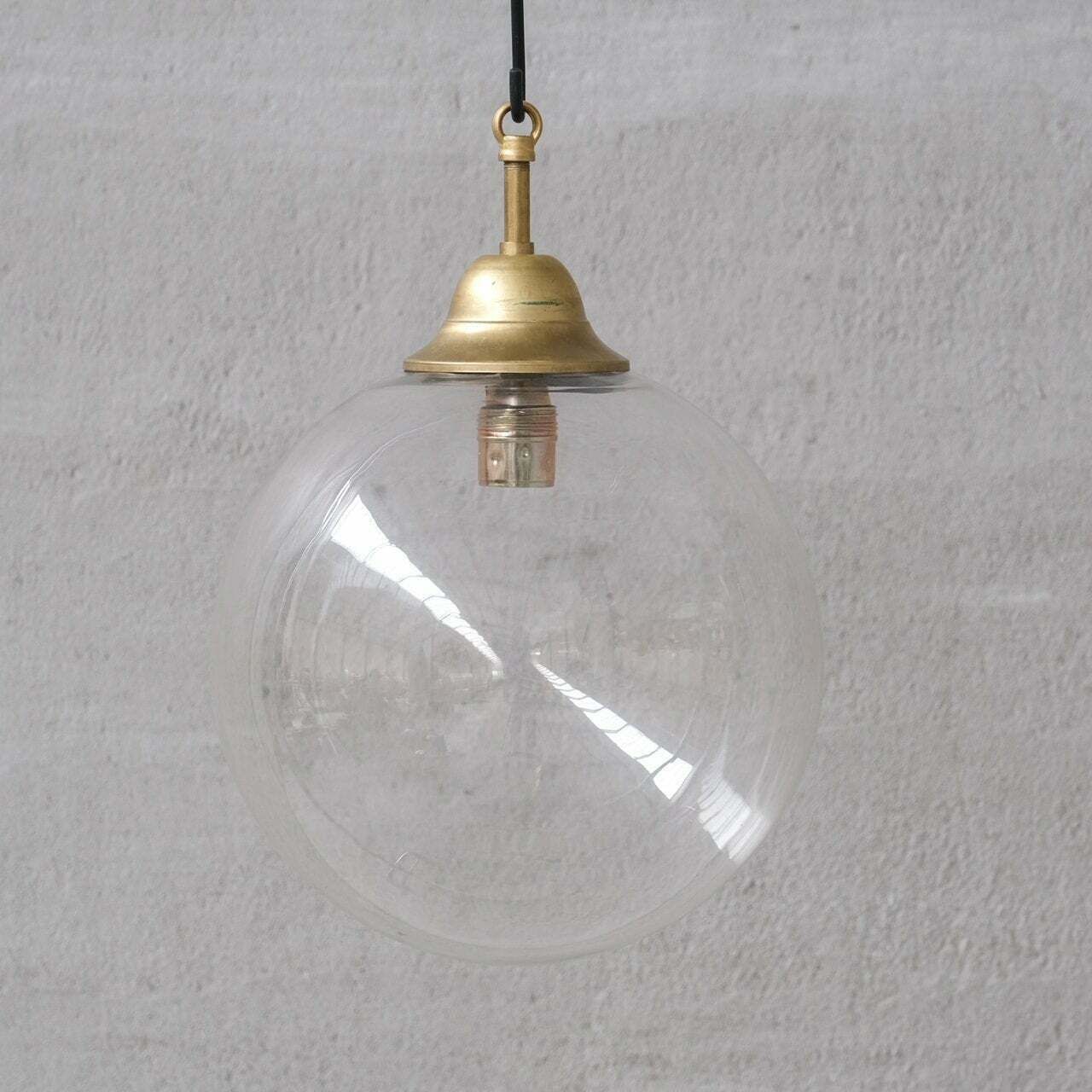 Clear Italian Mid Century Glass And Brass Pendant Lights (10 Available)