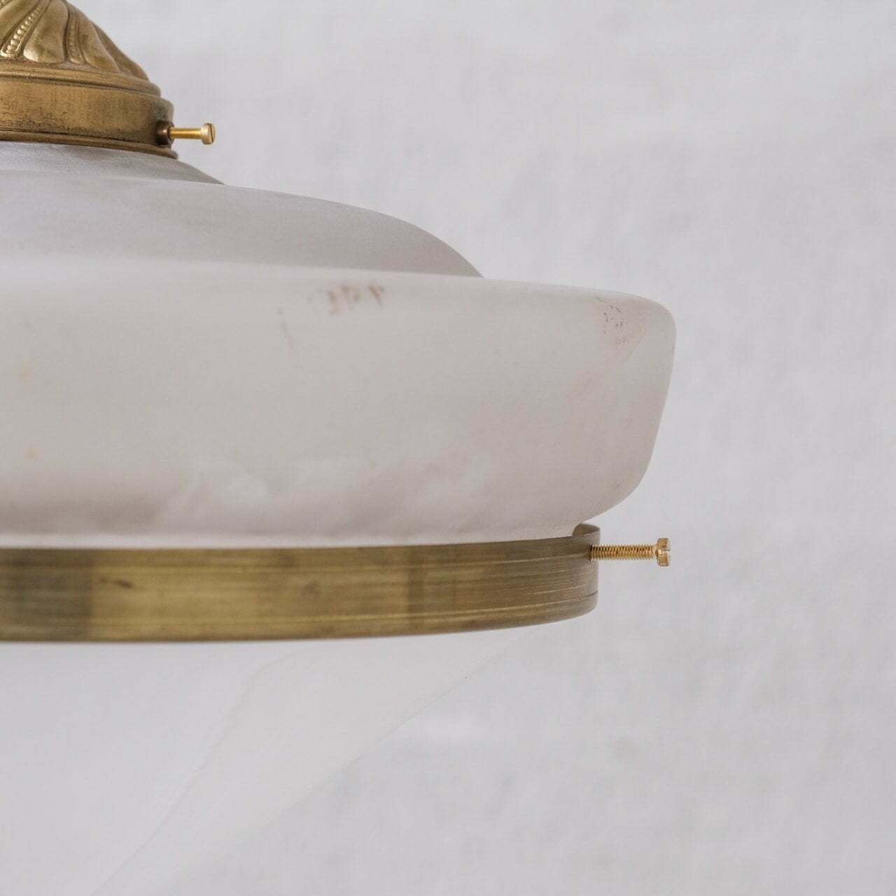 Two Tone Mid Century French Brass And Glass Pendant Light (5 Available) photo Lighting