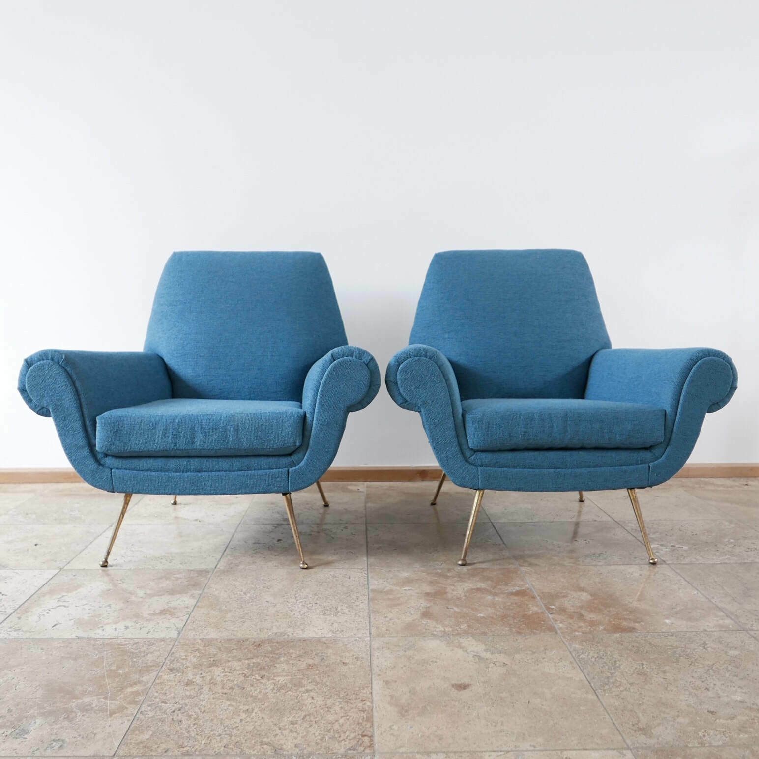 Pair Of Newly Upholstered Italian Mid Century Armchairs photo furniture