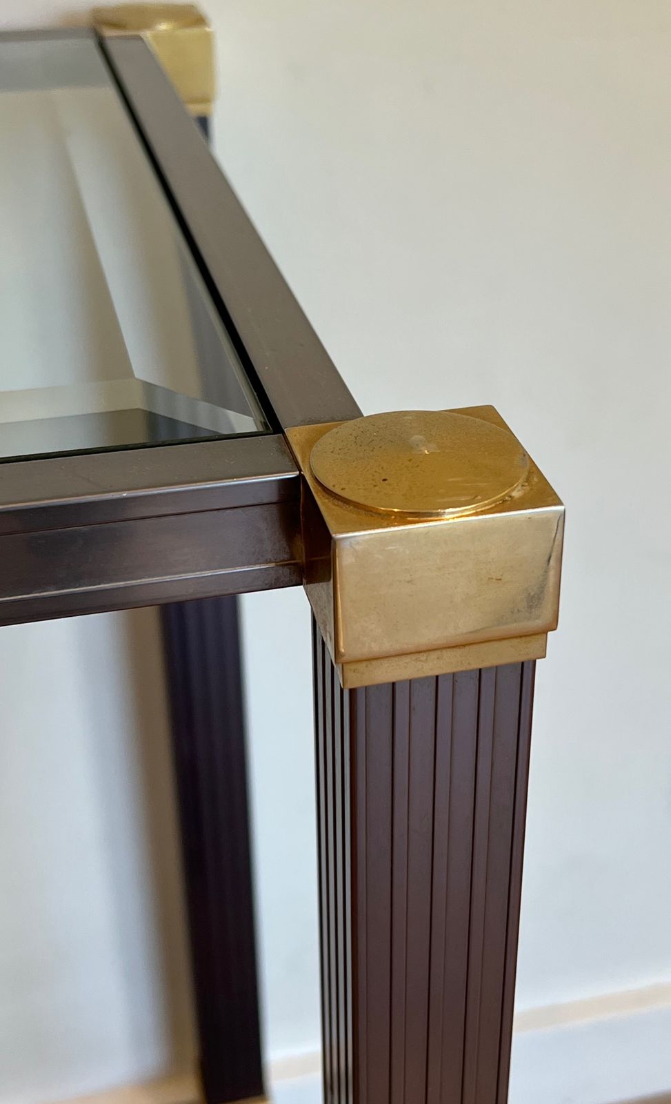 Console In Lacquered Aluminum And Gold Metal By Pierre Vandel photo buy