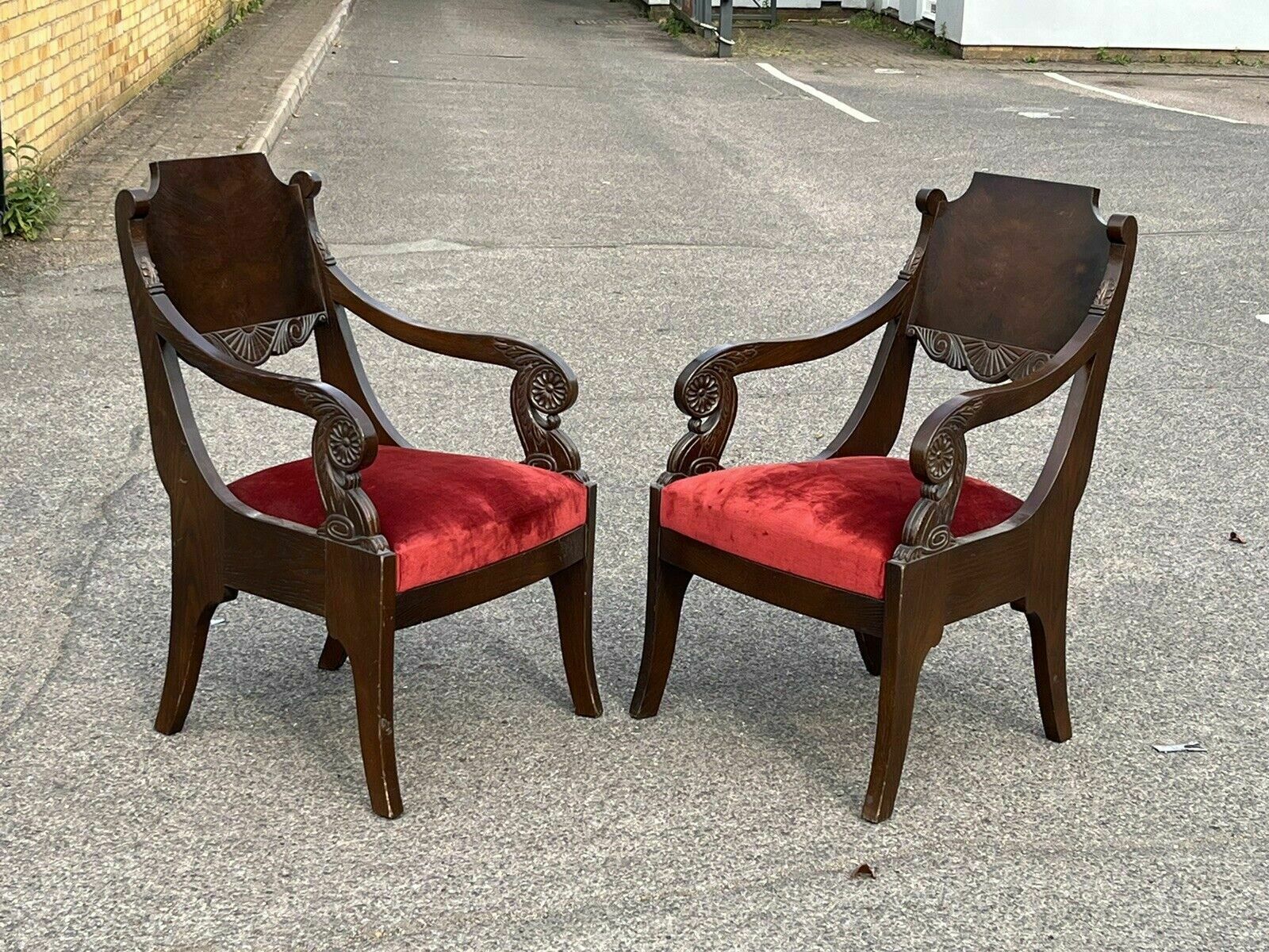 French Mahogany Empire Style Pair Of Library Armchairs photo for sale