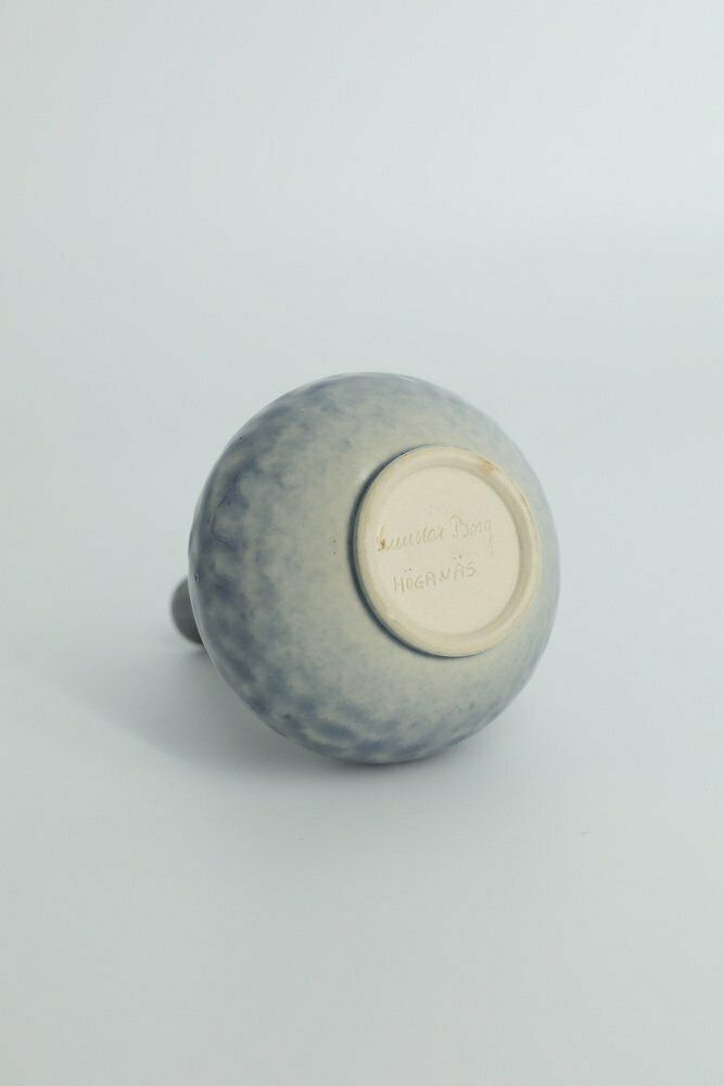 Klein Mid Century Scandinavisch Modern Verzamelbaar Stoneware Vaasje In Azuurblauw Door Gunnar Borg Voor Höganäs Ceramics, Jaren 1960 photo for sale