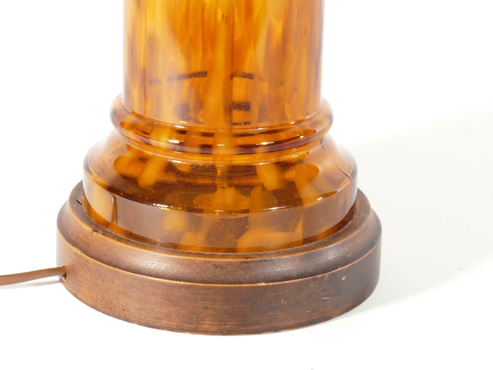 Scandinavian Modern Amber Glass Table Lamp By Miranda, 1970s photo furniture