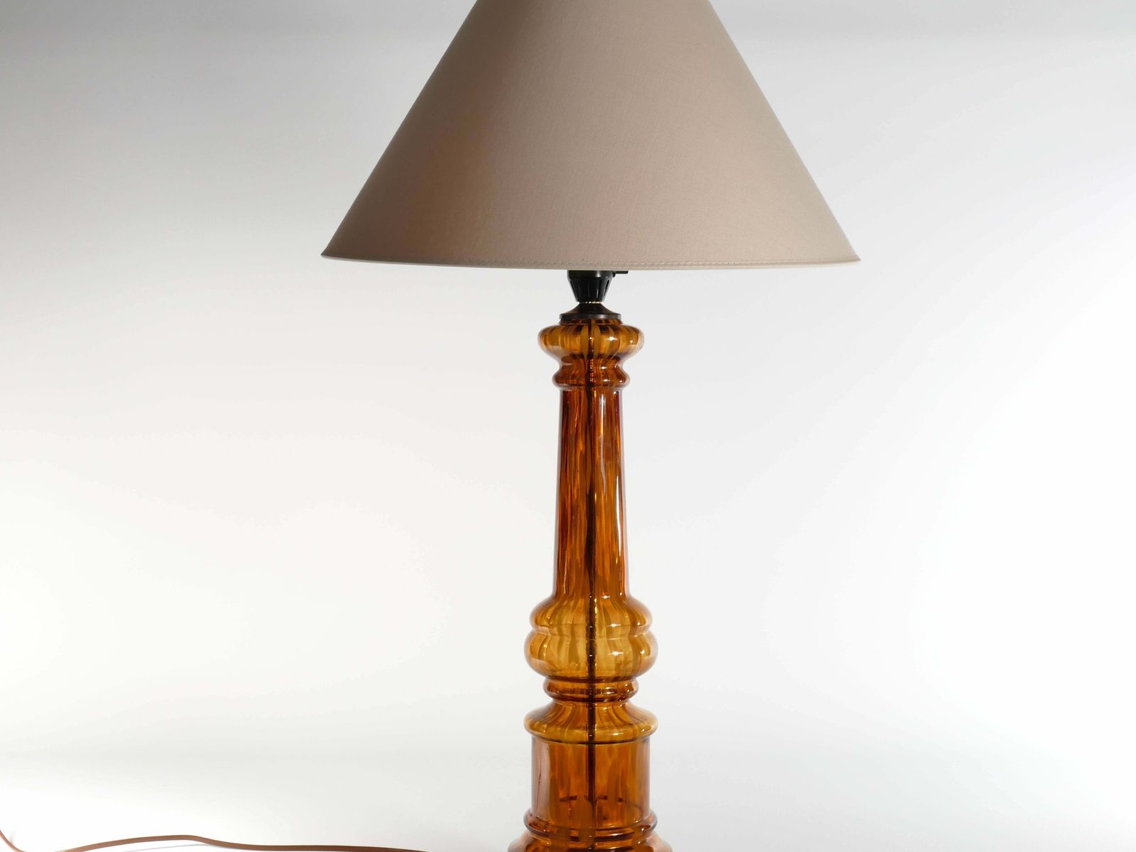Scandinavian Modern Amber Glass Table Lamp By Miranda, 1970s photo buy