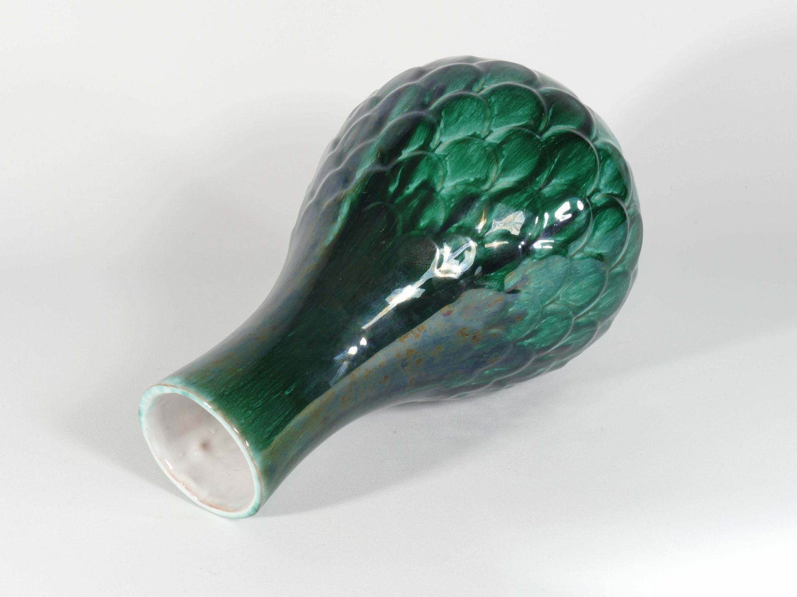 photo vinterior Green Vicke Lindstrand Ceramic Vase "638" Upsala Ekeby, 1950's