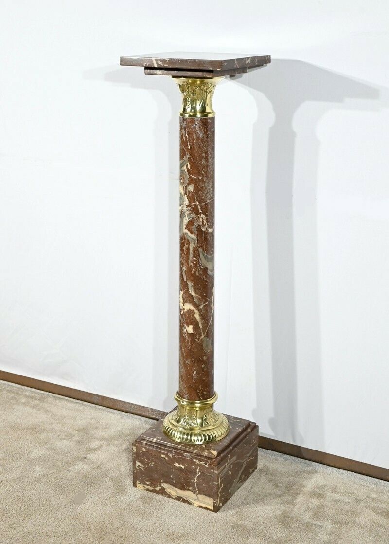 Red Pyrenees Marble Column – Late 19th Century photo for sale
