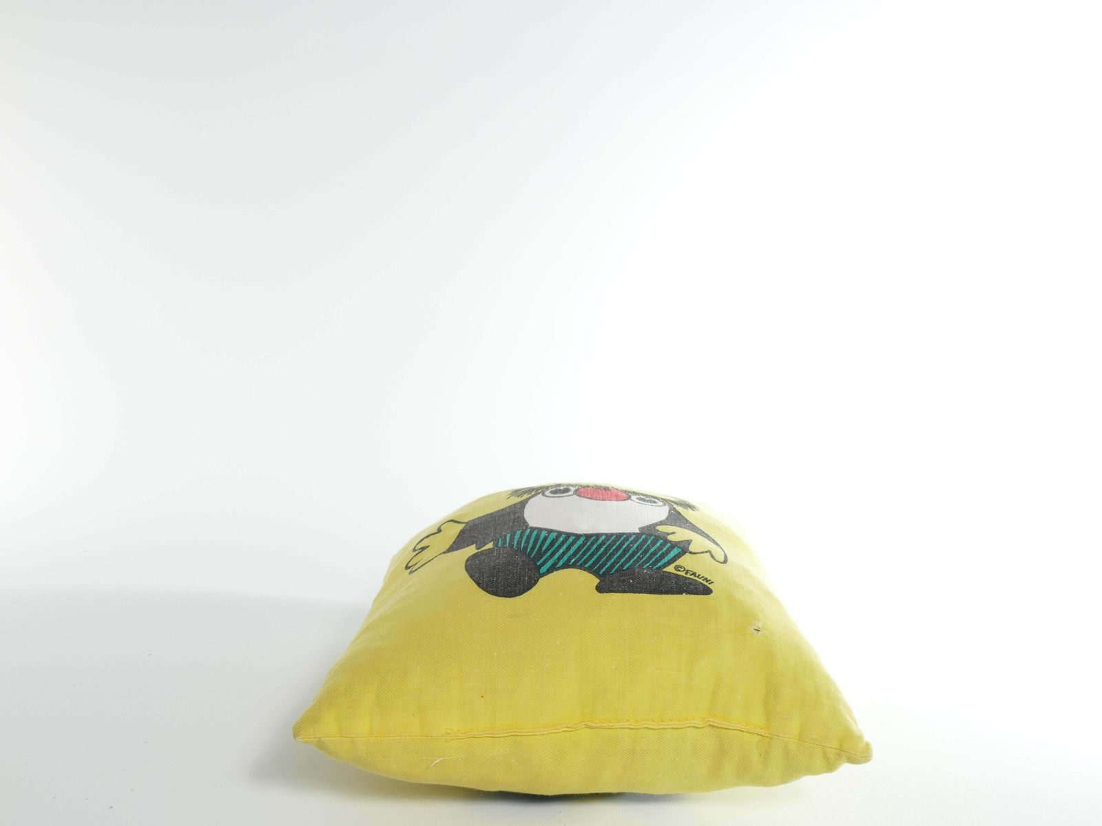 1970’s Atelier Fauni Yellow Pillow Depicting Mr Edward The Business Troll photo Textiles