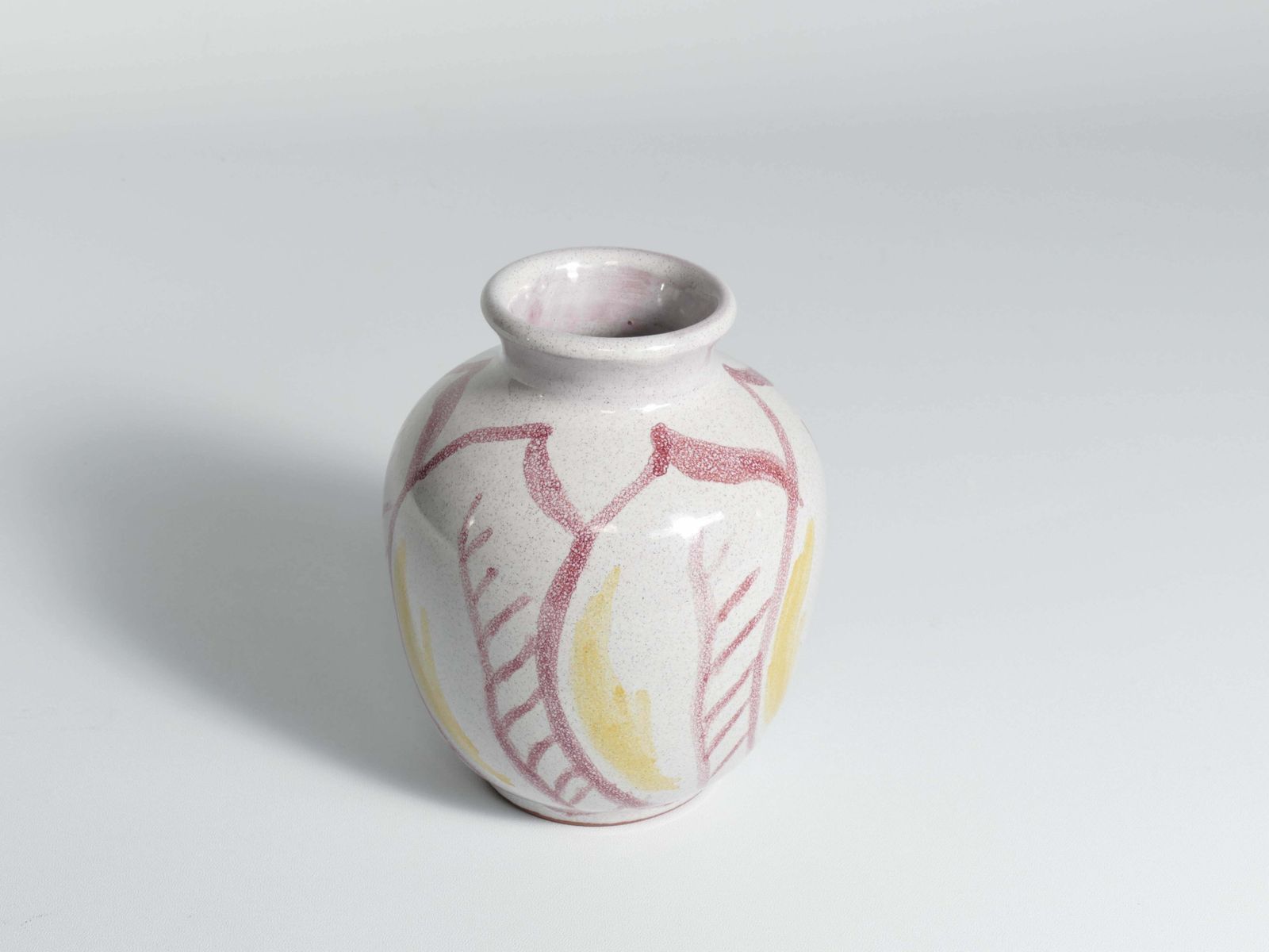 Scandinavian Modern Ceramic Vase With Red & Yellow Leaves, Alingsås Keramik 1947 photo furniture
