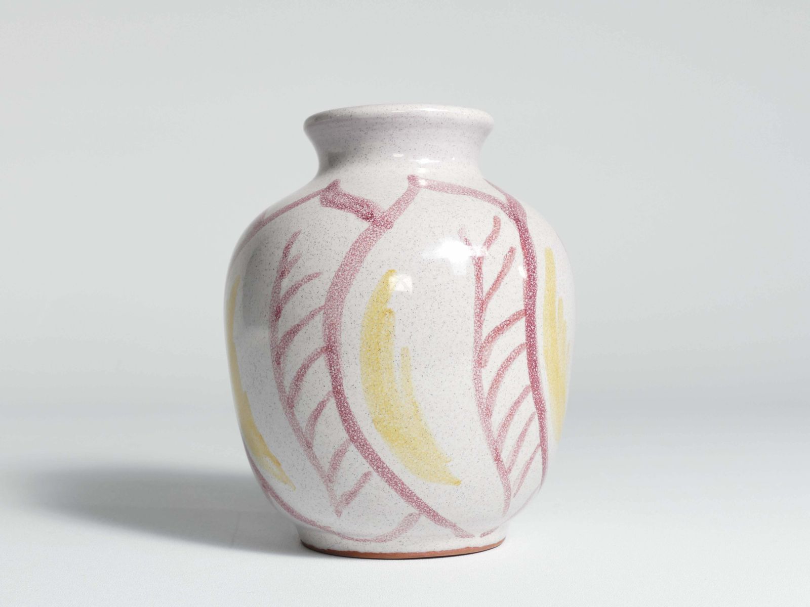 Scandinavian Modern Ceramic Vase With Red & Yellow Leaves, Alingsås Keramik 1947 photo buy