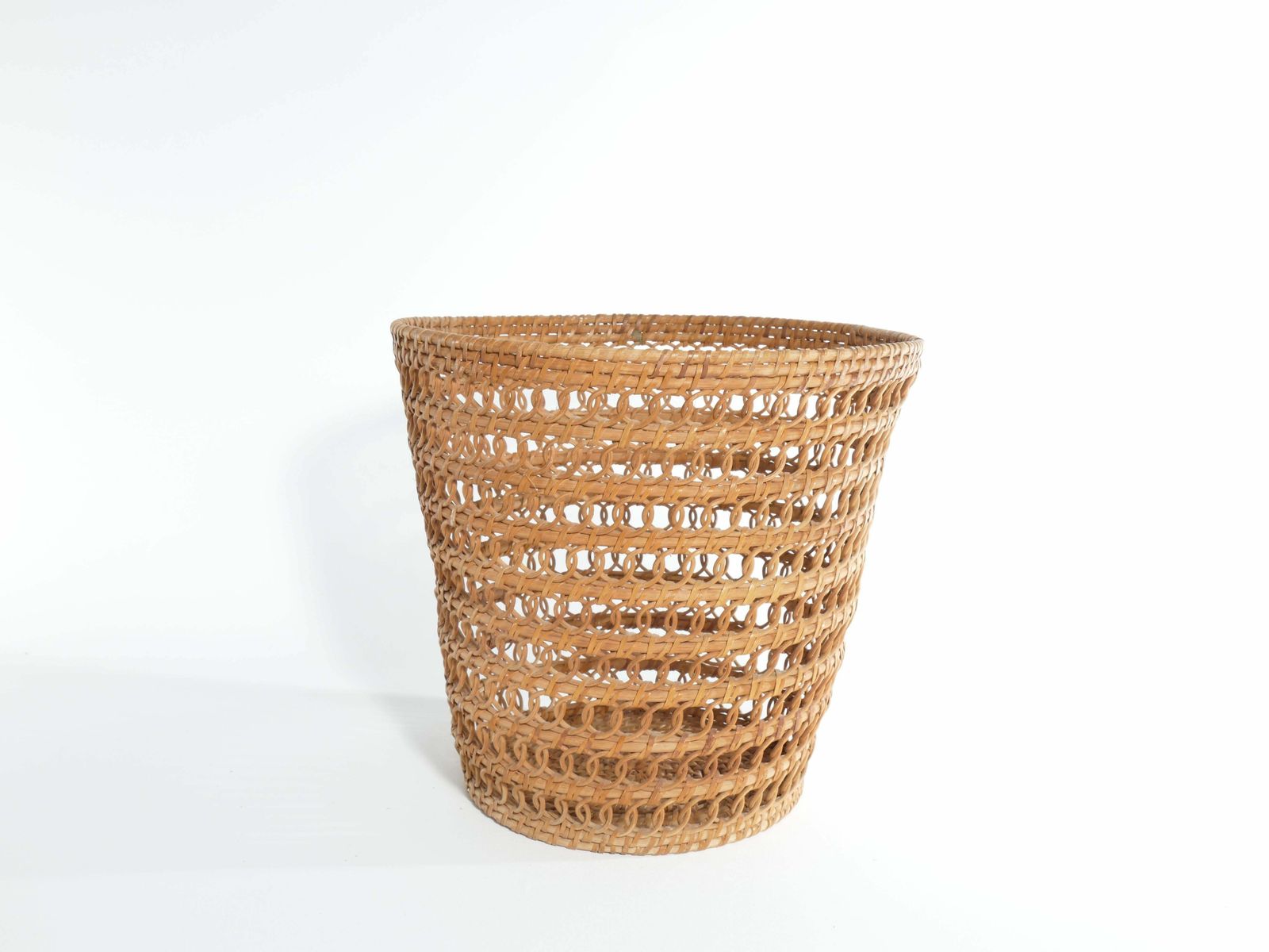 photo for sale Mid Century Modern Wicker Wastebasket