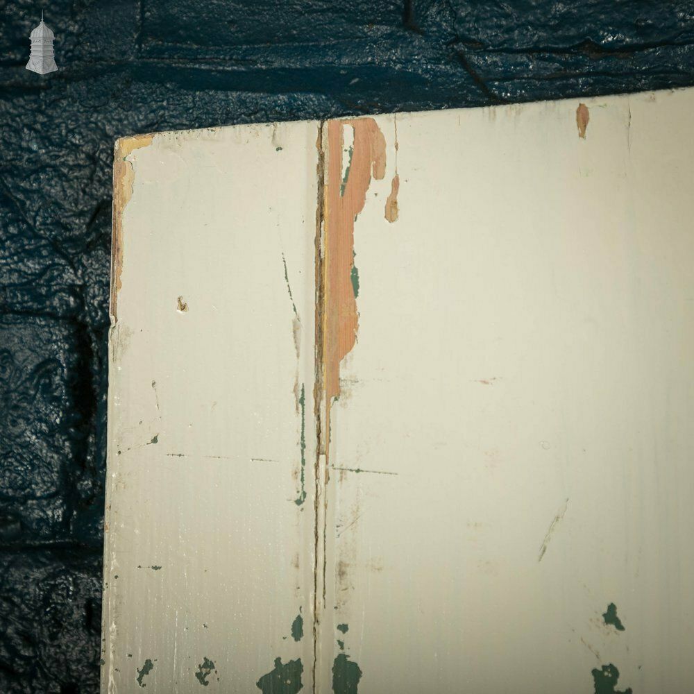 Ledged Plank Door, White And Pink Painted Pine photo 210.0