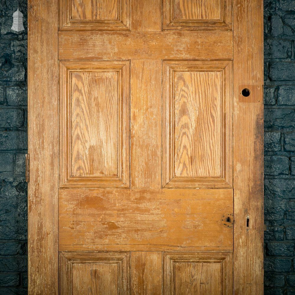 Pitch Pine Panelled Door, Moulded 6 Panel photo for sale
