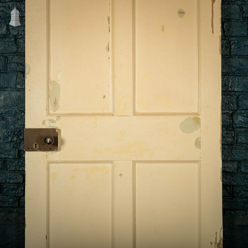 210.0 Pine Panelled Door, 4 Panel Cracked White Paint Finish photo