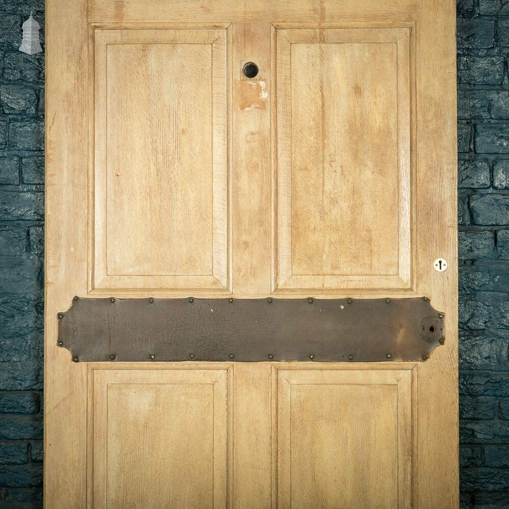 photo for sale Oak Panelled Door, 8 Raised Panels With Leather Detail