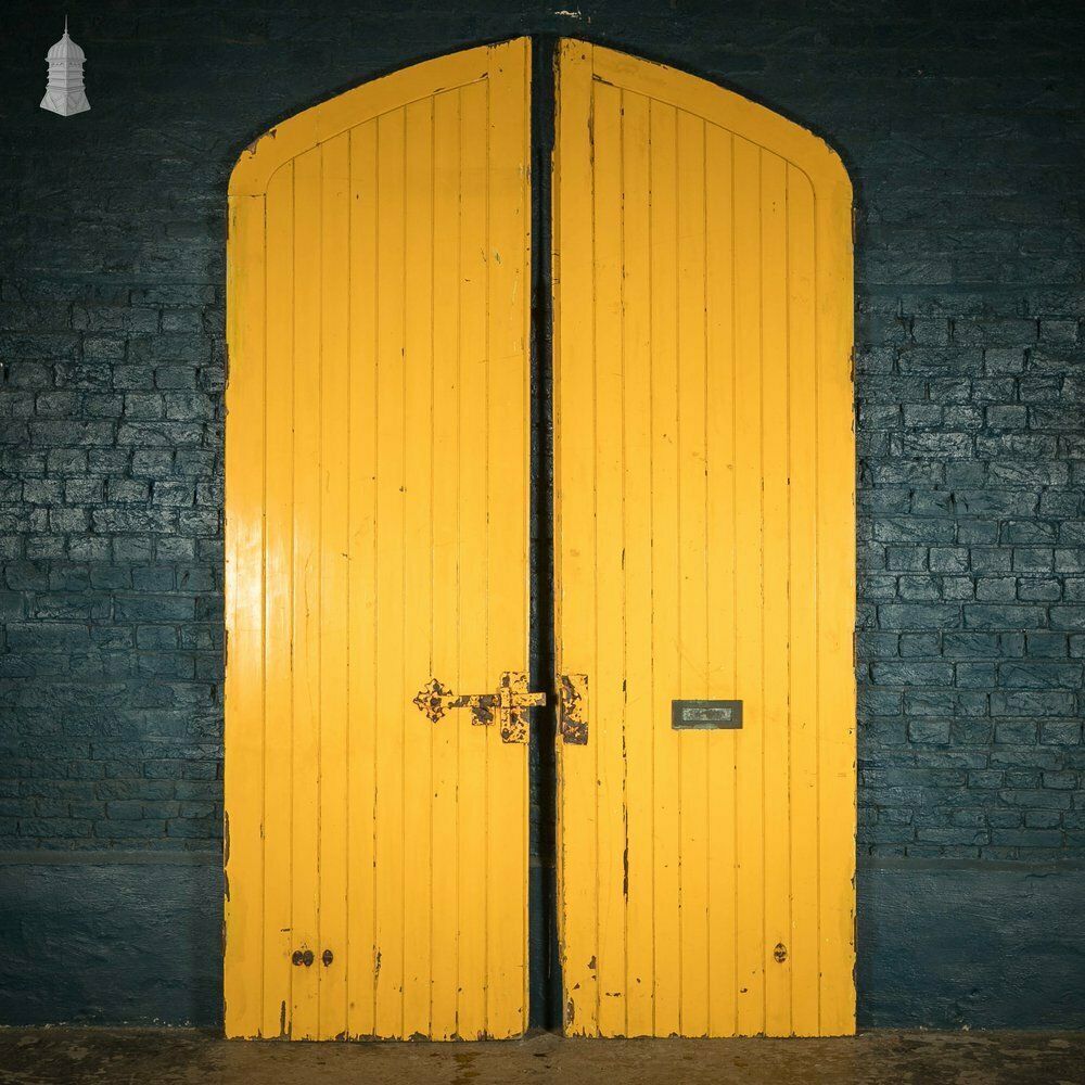 Framed Arch Top Doors, Set Of Oak Braced Vertical Plank Doors photo furniture
