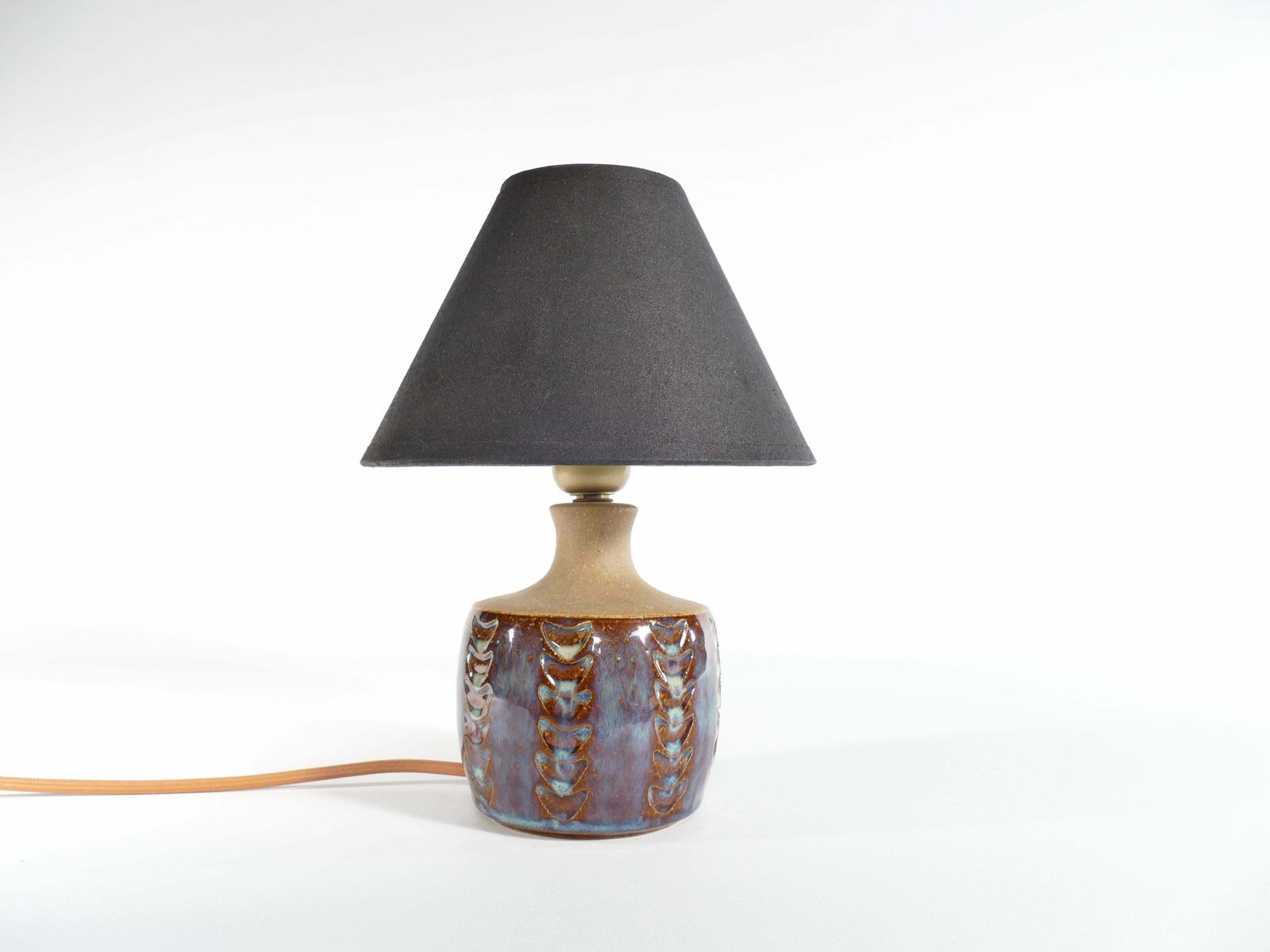 Scandinavian Modern Blue Glazed Stoneware Table Lamp, Søholm Stentøj, 1960s photo for sale