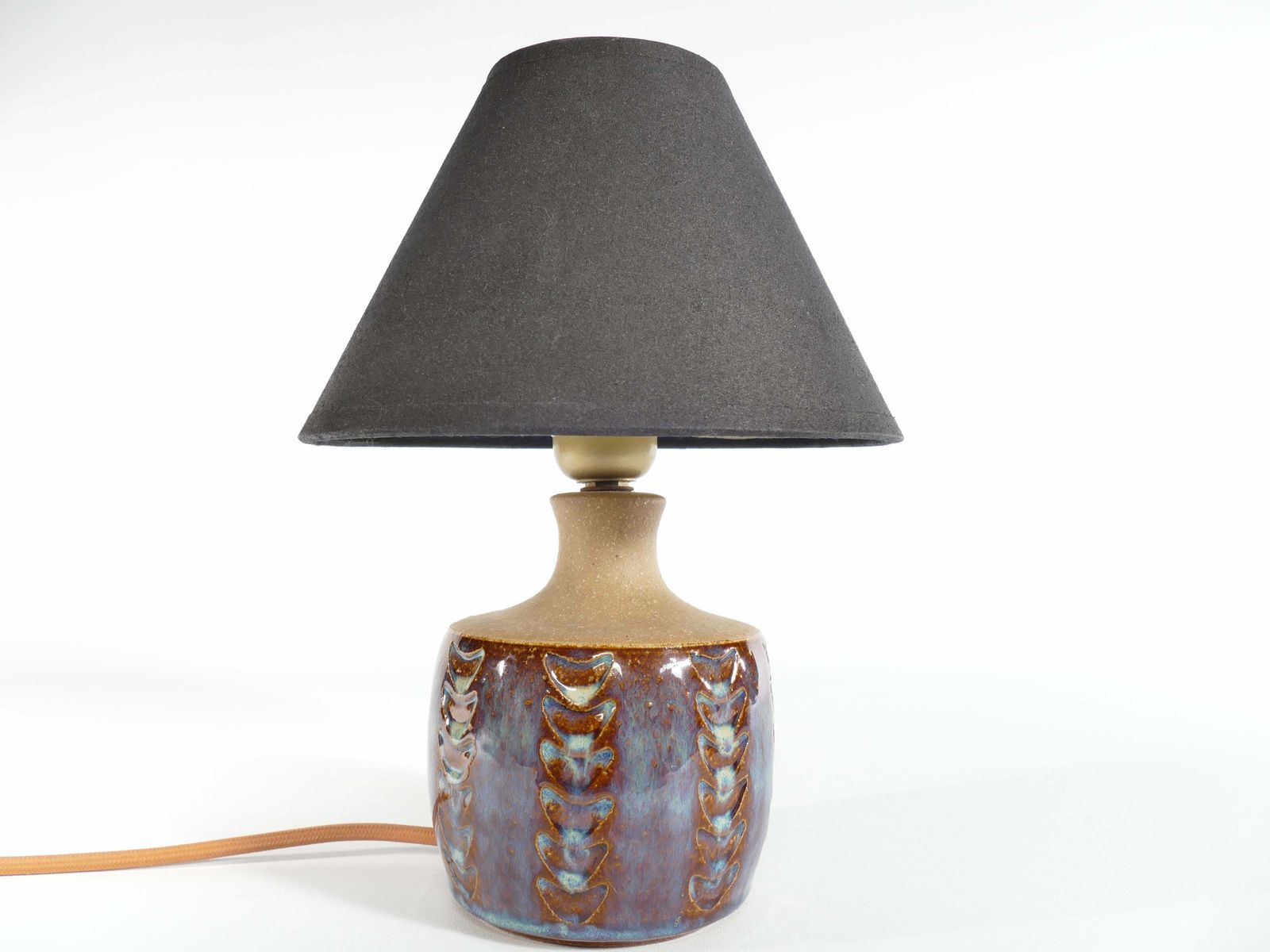 Scandinavian Modern Blue Glazed Stoneware Table Lamp, Søholm Stentøj, 1960s photo Lighting
