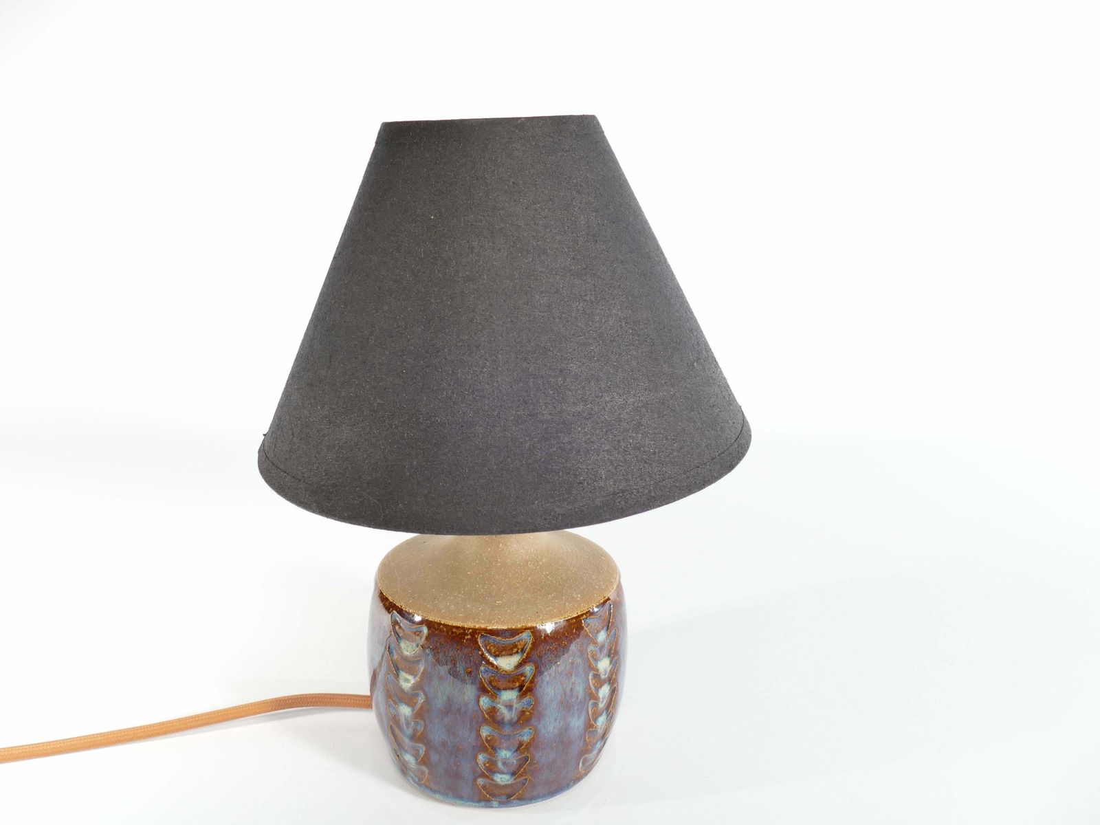Scandinavian Modern Blue Glazed Stoneware Table Lamp, Søholm Stentøj, 1960s photo vinterior