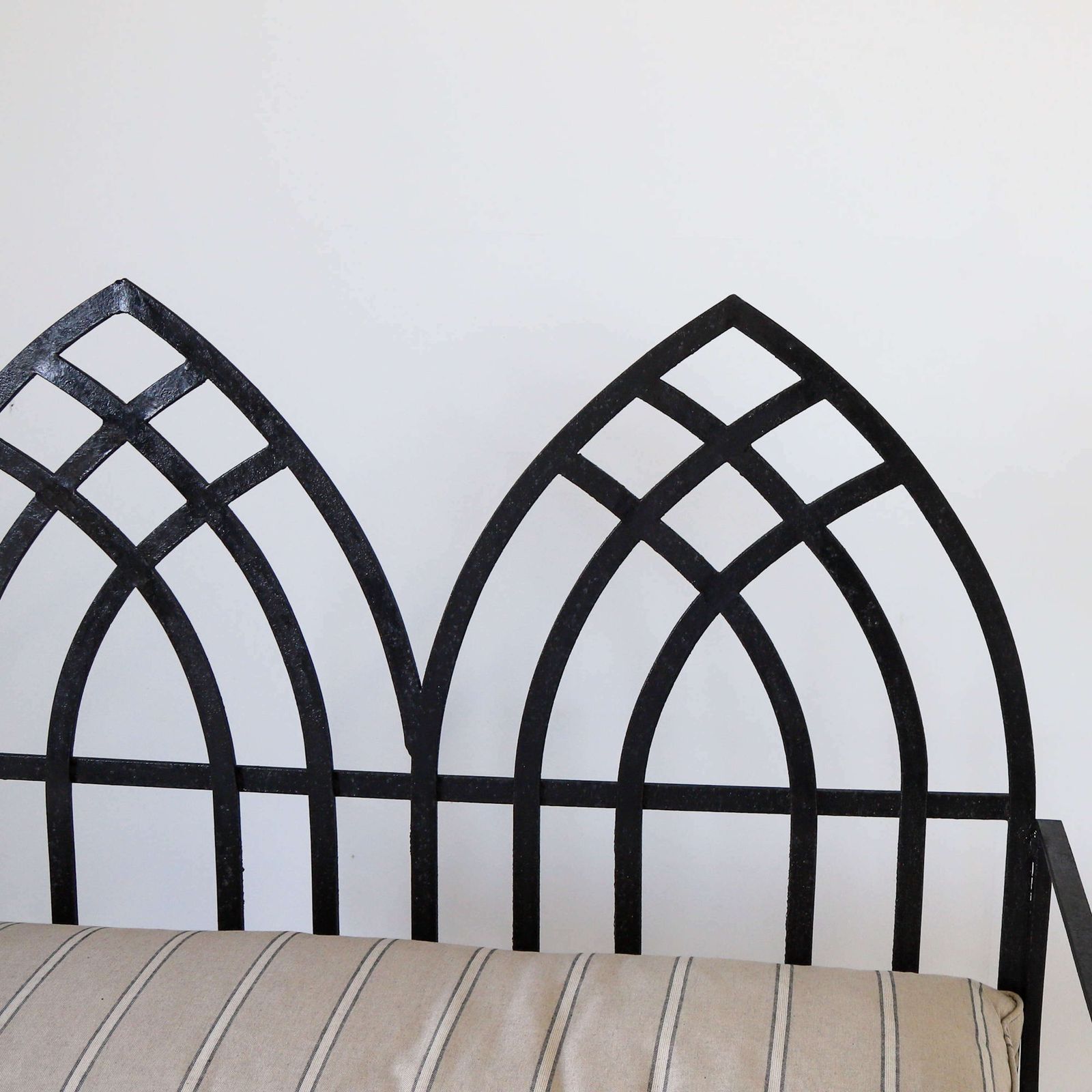 20th Century Gothic Style Iron Garden Bench Painted Black photo buy
