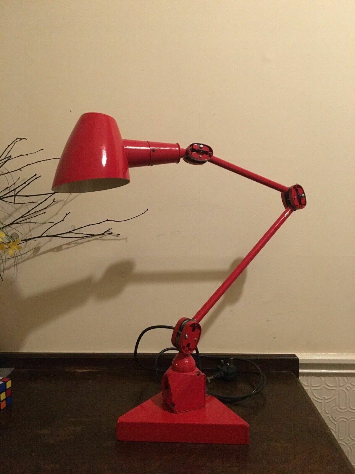Large Red Enamel Machinist Work Lamp Industrial Desk Lamps Early/Mid C20 photo furniture