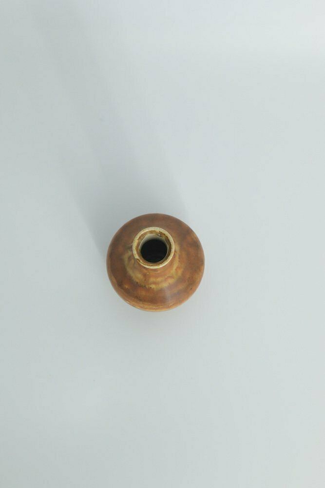 Small Mid Century Scandinavian Modern Collectible Brown Stoneware Vase By Gunnar Borg For Höganäs Ceramics, 1960s photo furniture