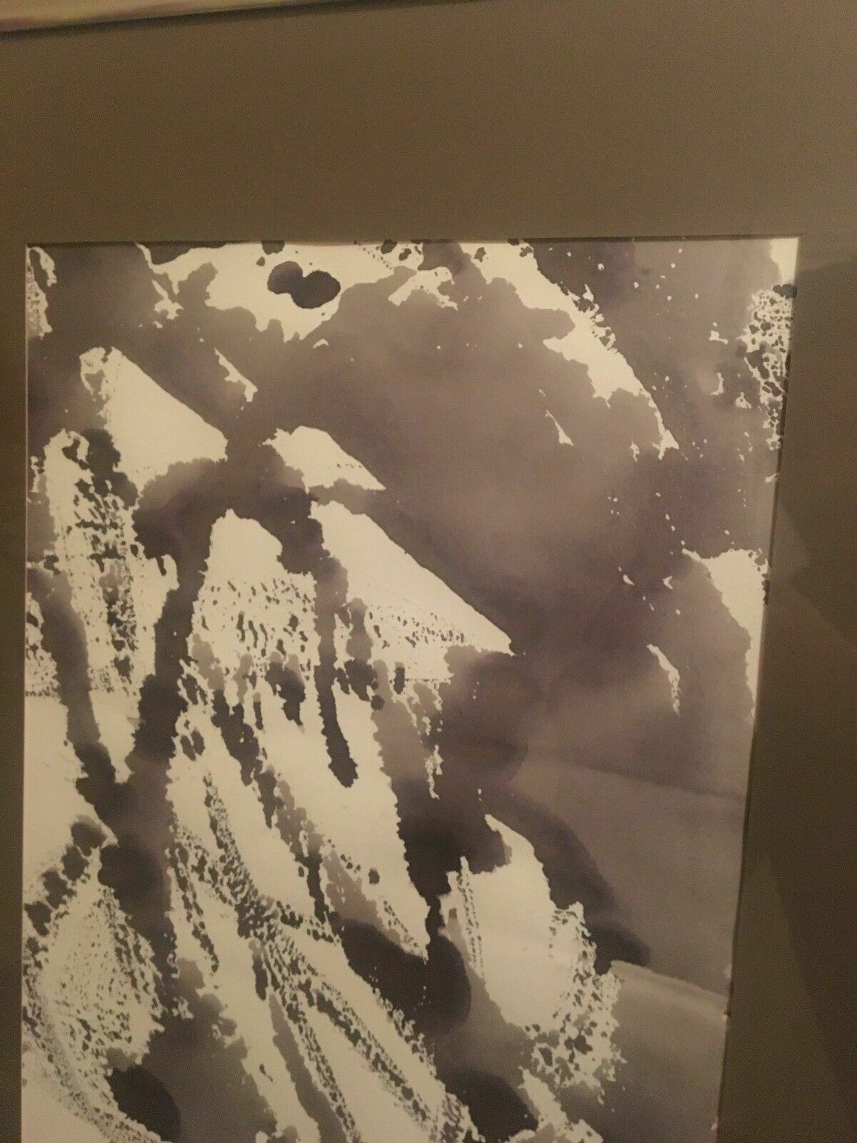 2x Original Indian Ink Minimalist Paintings On Paper Aluminium Frames 1960s 80s photo buy