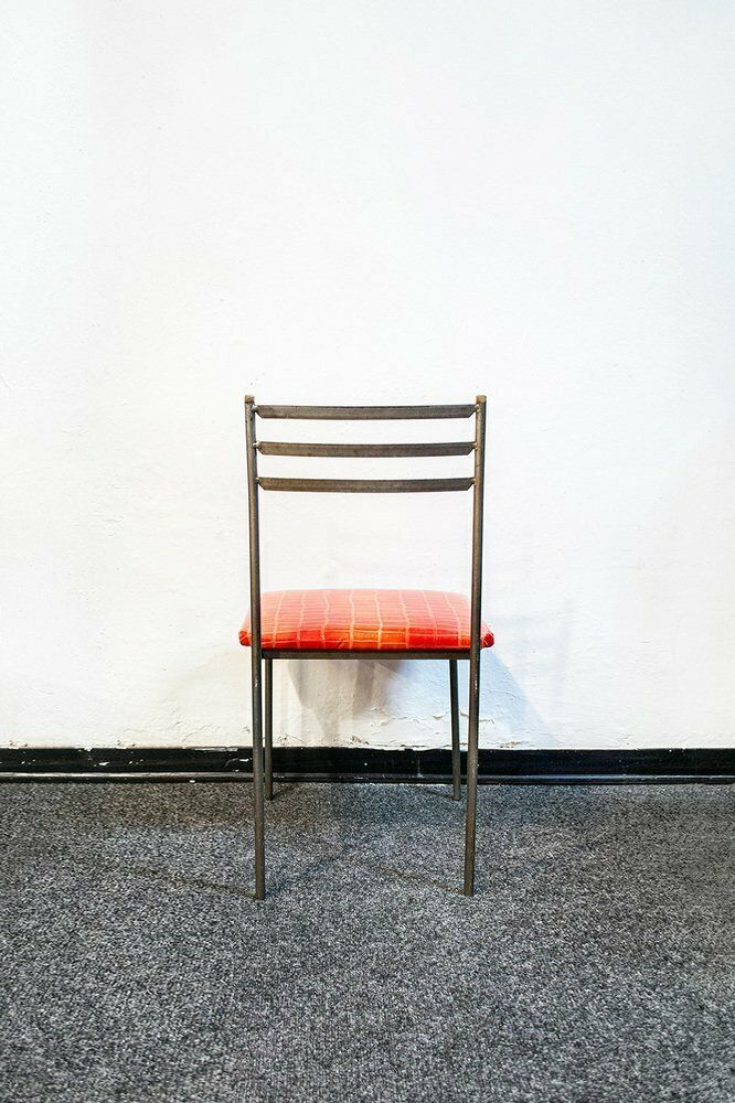 Iron Chairs With Wooden Tips And Leather Seats, 1960s, Set Of 2 photo 430.0
