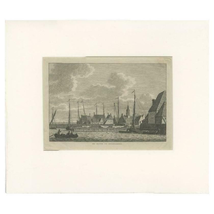 Antique Print Of The City Of Hindeloopen, Historic Village In Friesland, 1793