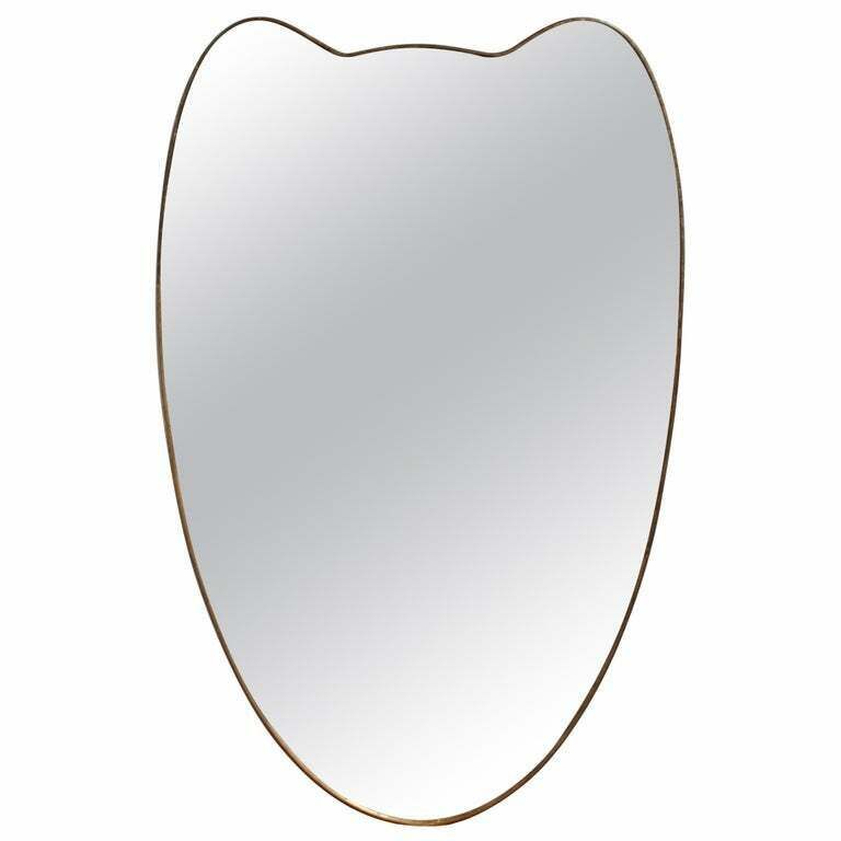 Vintage Italian Wall Mirror With Brass Frame (Circa 1950s)