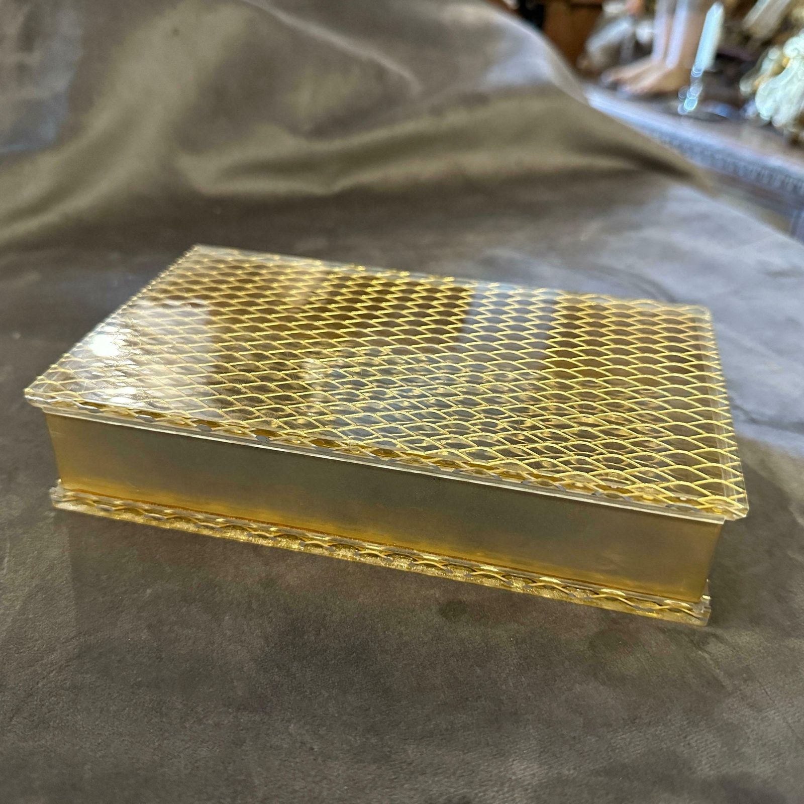 1980s Christian Dior Style Modernist Brass And Plexiglass Italian Jewelry Box photo furniture