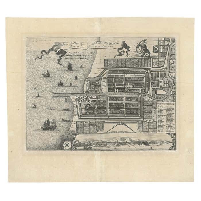 Antique Map Of Batavia 'Jakarta', Indonesia By Montanus, Circa 1669