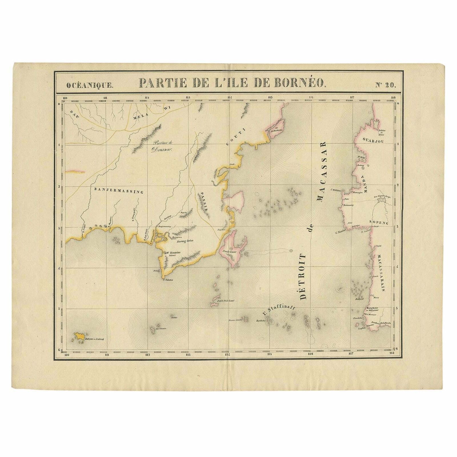 Antique Map Of Part Of Borneo 'Kalimantan' Indonesia, By Vandermaelen, C.1825