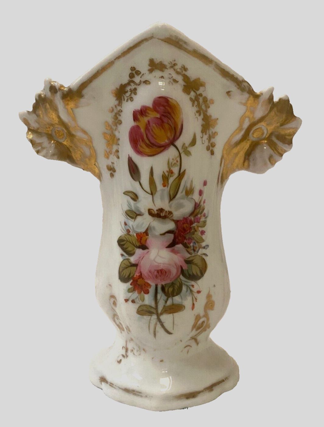 Altar Vase In Polychrome Porcelain Old Paris 19th Century