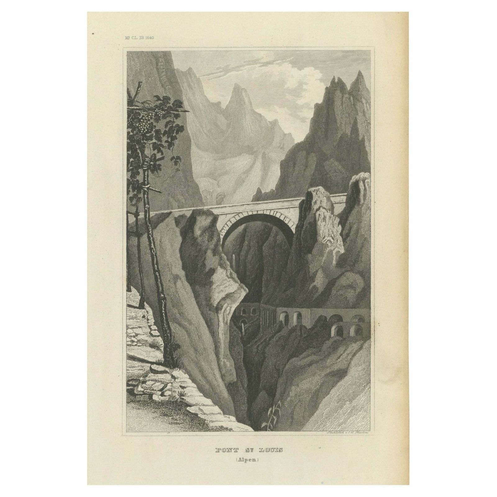 Antique Print Of The Saint Louis Bridge, Menton, Alpes Maritimes