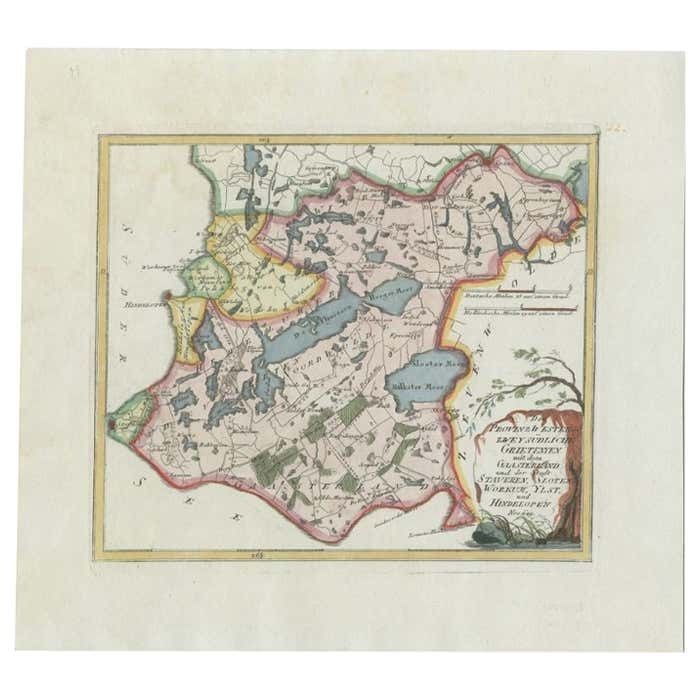 Antique Map Of The Region Of Gaasterland, Friesland, The Netherlands, 1791