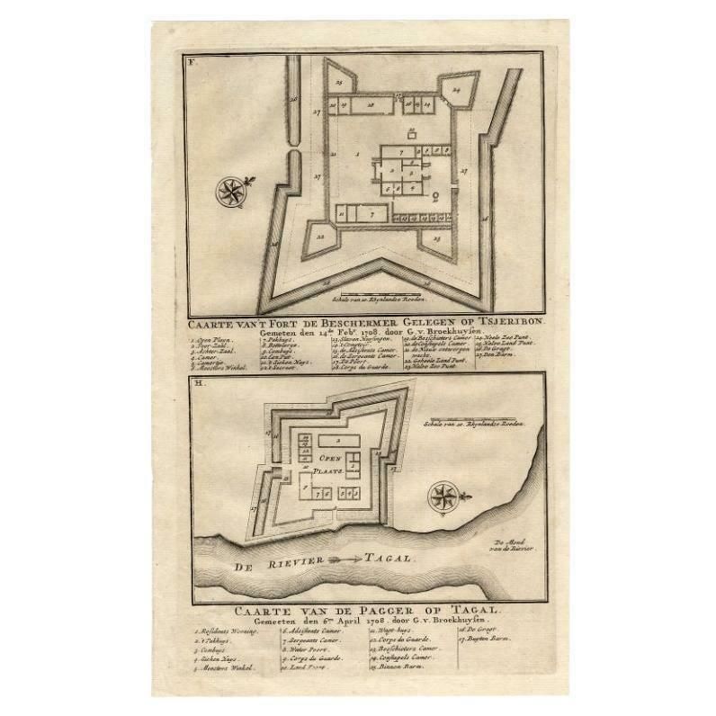 Antique Print Of The Fortress On Cheribon Or Cirebon, Java, Indonesia, 1726